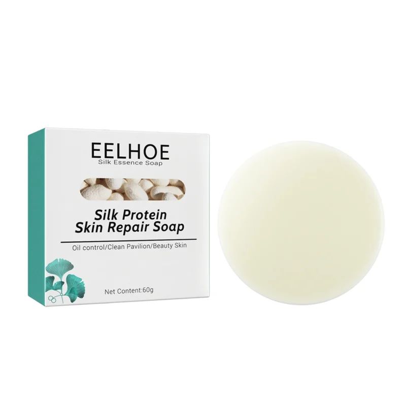 EELHOE Silk Protein and Goat Milk Facial Soap Bar for deep cleansing, moisturizing, and skin repair