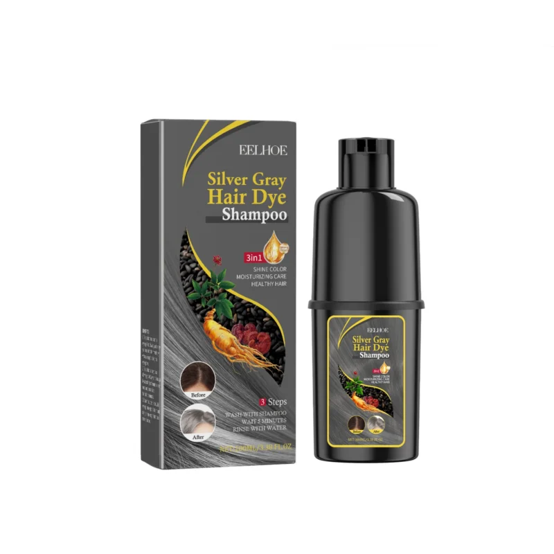 EELHOE Silver Gray Hair Dye Shampoo with Plant Formula for Effective Gray Coverage and Moisturizing Care
