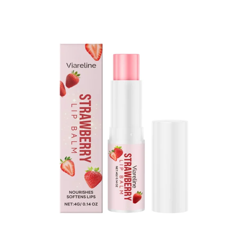 Viareline Strawberry Lip Balm with Hyaluronic Acid for Hydration and Softening