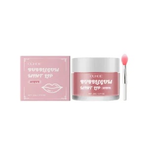 OUHOE Bubblegum Mint Lip Scrub Jar with brush for gentle exfoliation and moisturizing