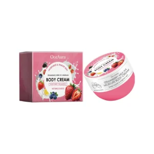 OceAura Strawberry Milk Body Lotion with Hyaluronic Acid and Vitamin C for deep hydration and skin brightening
