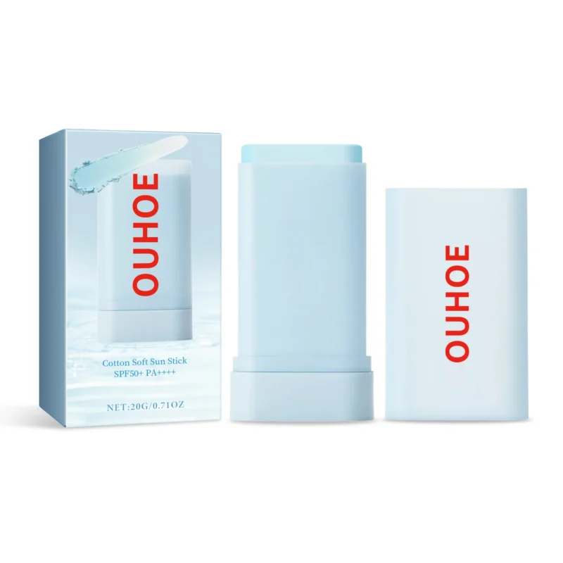 OUHOE Cotton Soft Sun Stick SPF50+ PA++++ Lightweight Portable Sunscreen