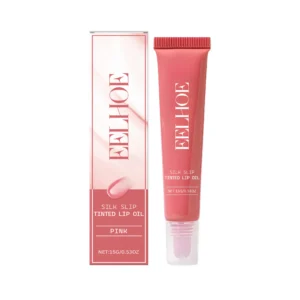 EELHOE Silk Slip Tinted Lip Oil in Pink, 15g for Hydrated, Non-Sticky Lips with Vitamin E
