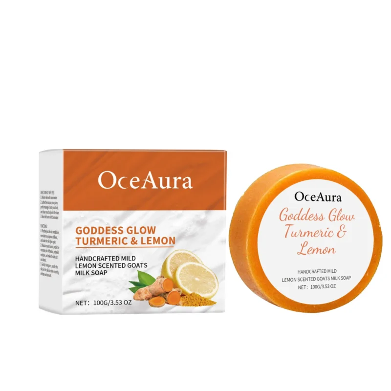 Natural Turmeric and Lemon Scented Goat Milk Soap Bar for Deep Cleansing and Skin Brightening