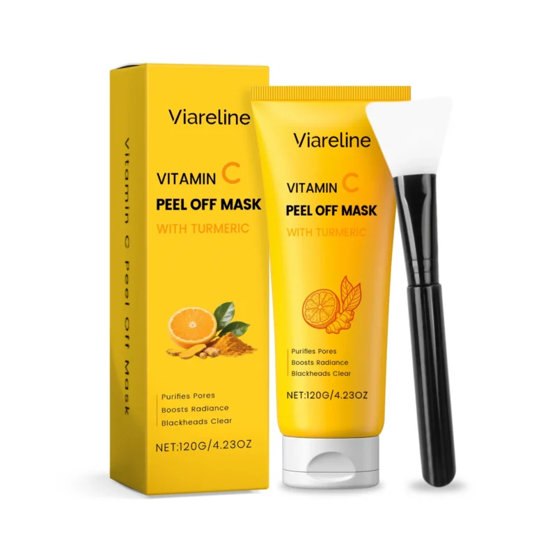 Viareline Turmeric Peel Off Mask with Vitamin C for deep pore cleansing, blackhead removal, and skin brightening