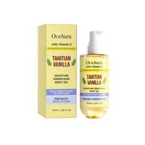 OceAura Vanilla Moisturizing Body Oil with Vitamin E for Silky Smooth Skin