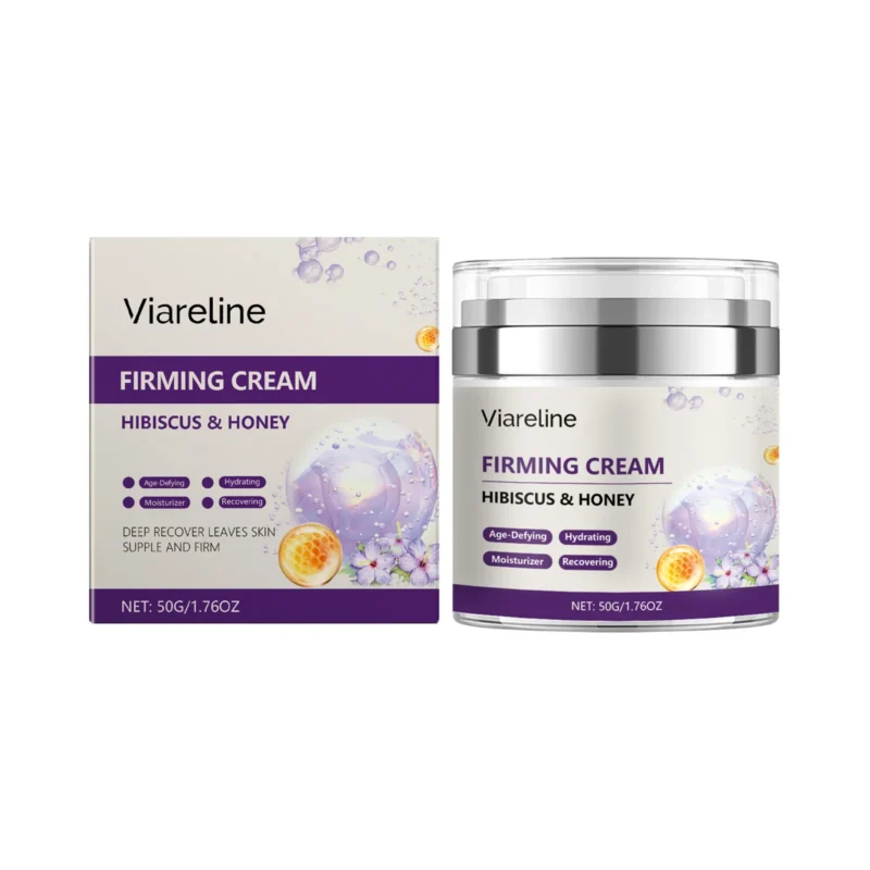 Viareline Anti-Aging Firming Cream with Collagen & Hyaluronic Acid for Firmer, Brighter Skin, 50g Jar