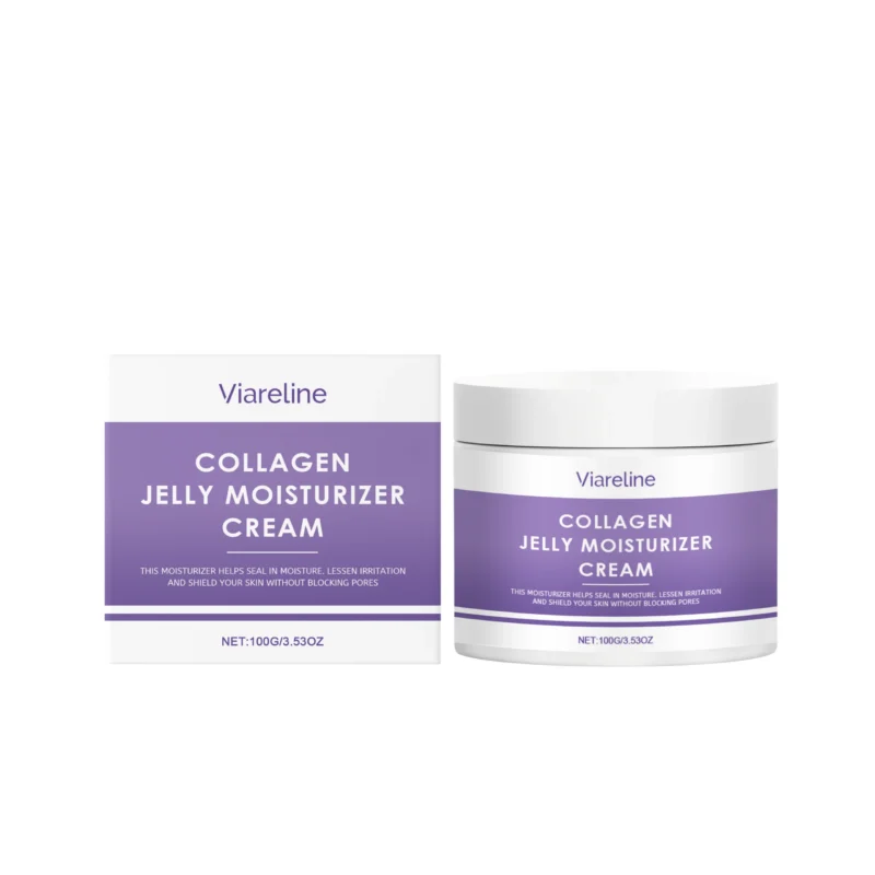 Viareline Collagen Jelly Moisturizer Cream for hydrating and firming skin, featuring a lightweight jelly texture.