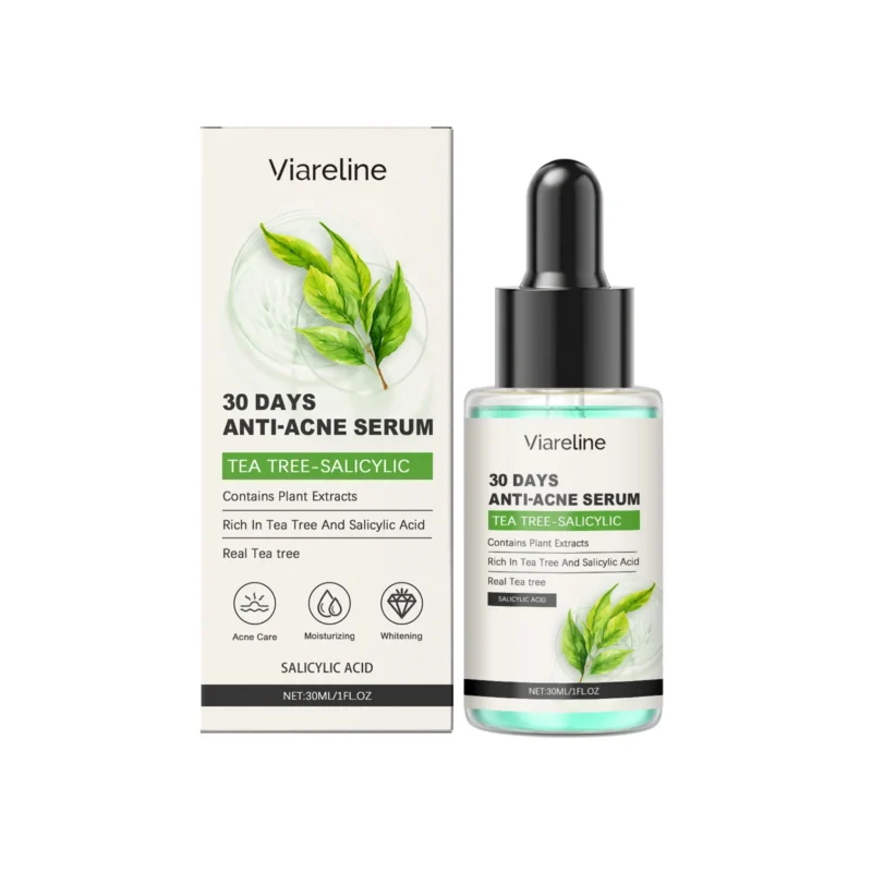 Viareline Salicylic Acid and Tea Tree Oil Anti-Acne Serum for clearing breakouts and smoothing skin texture
