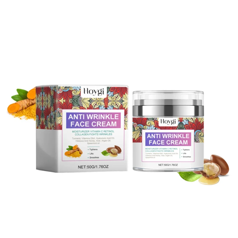 Hoygi Vitamin C and Retinol Anti-Wrinkle Face Cream 50g jar for firming, brightening, and deep hydration